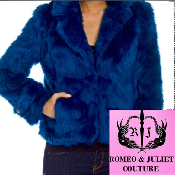 ROMEO & JULIET COUTURE •MOROCCAN BLUE FAUX FUR - Picture 2 of 5